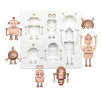 Робот роботи човечета силиконов молд форма декорация торта фондан, снимка 1 - Форми - 36257749