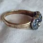 Сребърен пръстен със сапфири и позлата., снимка 2