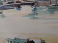 Hamburger Michel Landingsbrucken Binnenalsyer акварел подписан 90г панорама 132х58см Злат. рамка ст., снимка 12
