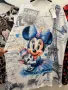 Памучна макси модерна дълга клоширана еластична туника с Мики Маус в различни десени, снимка 7