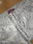 Бял еластичен панталон със сребристи цветя, снимка 4