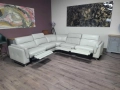 Кремав кожен ъглов диван с електрически релаксиращ механизъм, снимка 10