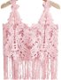 Розов топ дантела с перлички, секси къс топ, секси розов топ, снимка 2