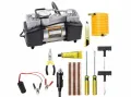 Двуцилиндров компресор за гуми с маркуч за въздух и инструменти., снимка 2