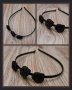 Черна метална диадема с три черни розички, снимка 1 - Аксесоари за коса - 35851319