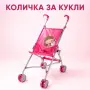 Сгъваема розова количка тип чадър за кукли с еднорог, снимка 1