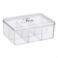 Пластмасова кутия  за чай, прозрачна, пластмаса, 21х14,5х8,5см, снимка 2 - Кутии за съхранение - 35851119