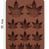 малки големи листо Клен Явор Канабис силиконов молд форма фондан шоколад гипс декор, снимка 2 - Форми - 39088100
