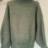 Разкошен пуловер кроп цвят olive , снимка 6 - Блузи с дълъг ръкав и пуловери - 44687054