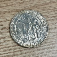 100 крони 1948 г, Чехословакия - сребърна монета, снимка 2 - Нумизматика и бонистика - 41663620
