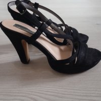 Черни велурени сандали, снимка 1 - Сандали - 40789654