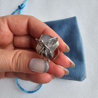 Сребърен пръстен с ангелче, снимка 1 - Пръстени - 44292274