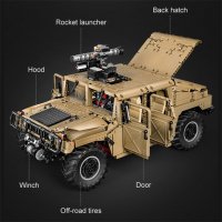 Конструктор Lego CADA Военен Джип Humvee 1:8 Моторизиран 3935ч. 53см, снимка 6 - Конструктори - 39375222