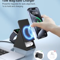 Зарядно Magsafe за iPhone 12/13/14/15 Pro Max Mini Plus, 3 в 1, снимка 2 - Безжични зарядни - 44389191