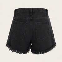 Къси дънкови гащи черен цвят, снимка 4 - Къси панталони и бермуди - 41167253