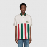 GUCCI Polo GG Patch Logo Striped Мъжка Тениска с Яка size S, снимка 4 - Тениски - 36371272