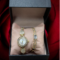 Красиви комплекти от дамски часовник с гривна в елегантен дизайн с камъни цирконии , снимка 2 - Други - 44533692