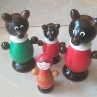 Стари дървени фигурки. СССР. Трите мечки. Руски играчки. Дървена фигурка, снимка 5 - Колекции - 41164666