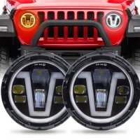 7" Инч Диодни фарове за джип, фарове за Jeep Lada Niva Jeep Wrangler, снимка 1 - Аксесоари и консумативи - 34378483