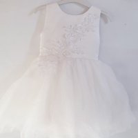 Официална детска рокля за Кръщение Сватба Бяла рокля с тюл и голяма панделка , снимка 4 - Детски рокли и поли - 41519627