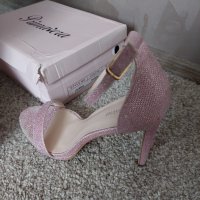 Дамски розови сандали на ток, снимка 6 - Дамски обувки на ток - 41591875