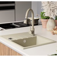 Кухненска мивка от Гранит модел Милано 620 x 500 mm бежов, снимка 6 - Други - 35861900