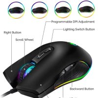 Ергономична RGB мишка за игри, Кабелна мишка IULONEE тип C,, снимка 5 - Клавиатури и мишки - 41610358