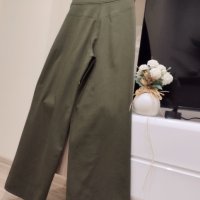 Дамски зелен бежов широк панталон Christine Fashion дънкови панталони висока талия сако палто яке, снимка 4 - Панталони - 44387801