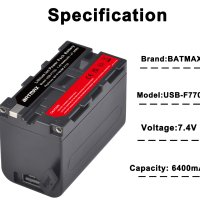 Универсална литиева батерия NP-F750, 7.4V, 6400mAh, снимка 3 - Батерии, зарядни - 42183032