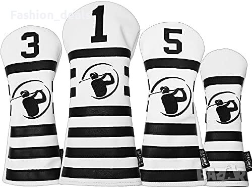 Нов комплект 4 броя покривало калъф за глава голф стик спорт хоби PU кожа , снимка 1