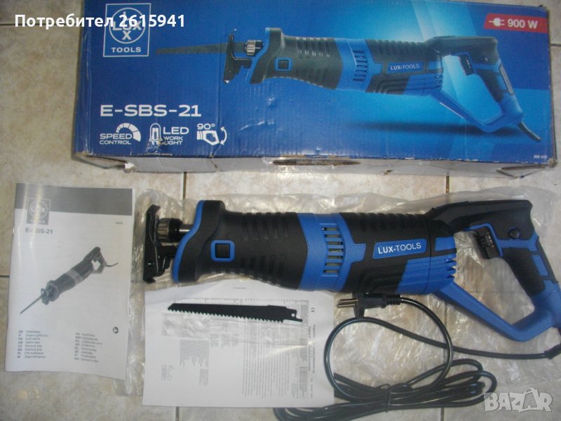 900 Вата-Нов Немски Реципрочен Саблен Трион/Електрическа Ножовка-Реже 115 мм-LUX TOOLS E-SBS-21, снимка 1
