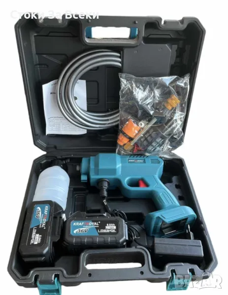 Комплект акумулаторна водоструйка Kraftroyal с 2 батерии в куфар, снимка 1