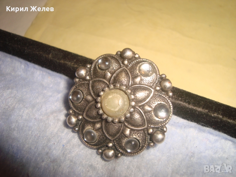 СТАРА ПОСРЕБРЕНА ФЛОРАЛНО ОРНАМЕНТИРАНА АРТ АПЛИКАЦИЯ 26319, снимка 1