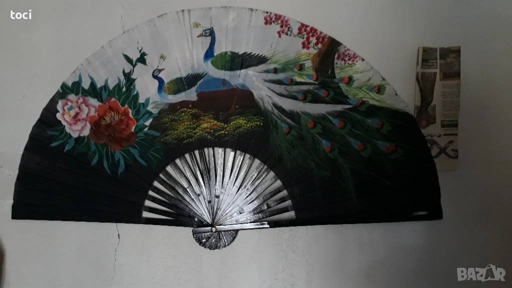 Старо автентично ръчно изработено голямо Ветрило украса за интериора в дома ръчна изработка, снимка 1