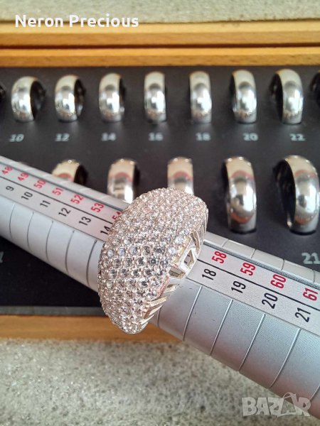 Сребърен пръстен с много камъни, снимка 1