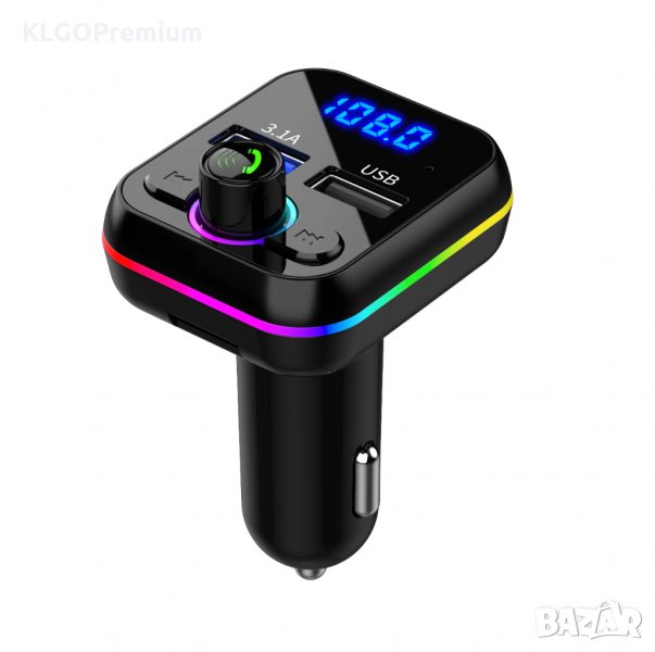 RGB USB арядно и Fm Bluetooth радио трансмитер за кола телефон смартфон автомобил, снимка 1