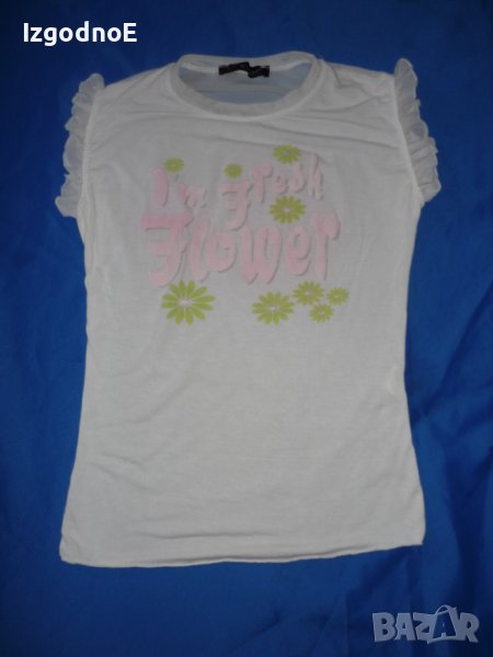 С-М бяла дамска блузка, тип потник , снимка 1