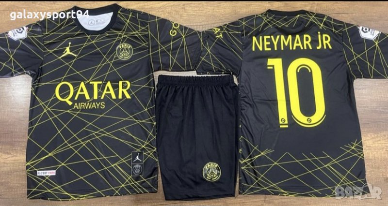 Екип Neymar 10 PSG Black and GOLD Черен Комплект Неймар ПСЖ 5 до 15г New Детски футболен екип, снимка 1