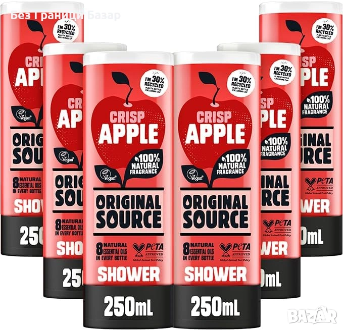 Нов Душ гел Original Source Crisp Apple Multipack 6 броя 250 мл Ябълка, снимка 1