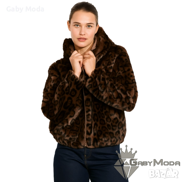 Дамско яке леопард, снимка 1
