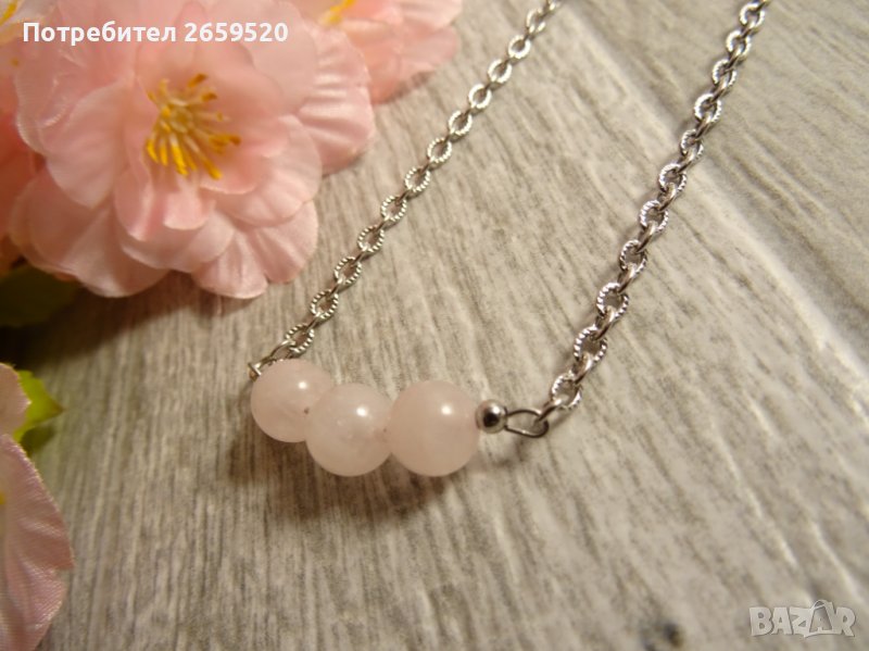 Дамско колие от естествен камък и стомана, снимка 1