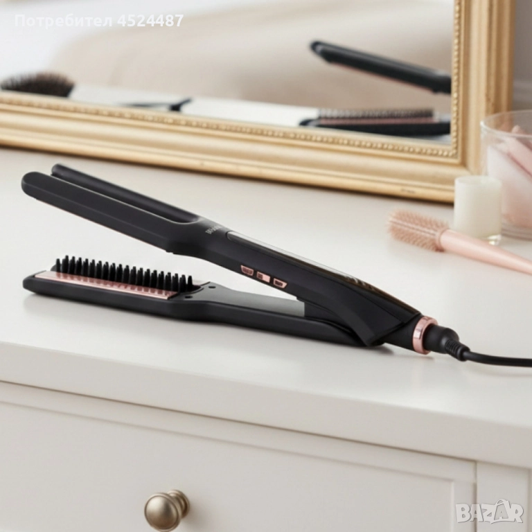 Преса за изправяне на коса с вграден насочващ гребен Muhler MHS-777, снимка 1