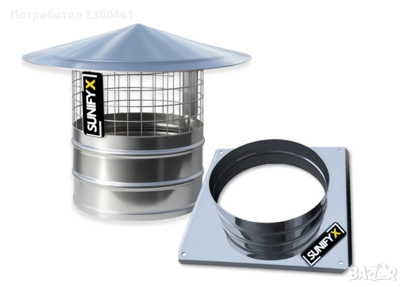 Шапка за Комин от Неръждаема Стомана с Мрежа Против Птици – 80-200мм, снимка 1