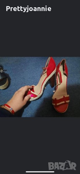 Червени сандали  на ток, снимка 1