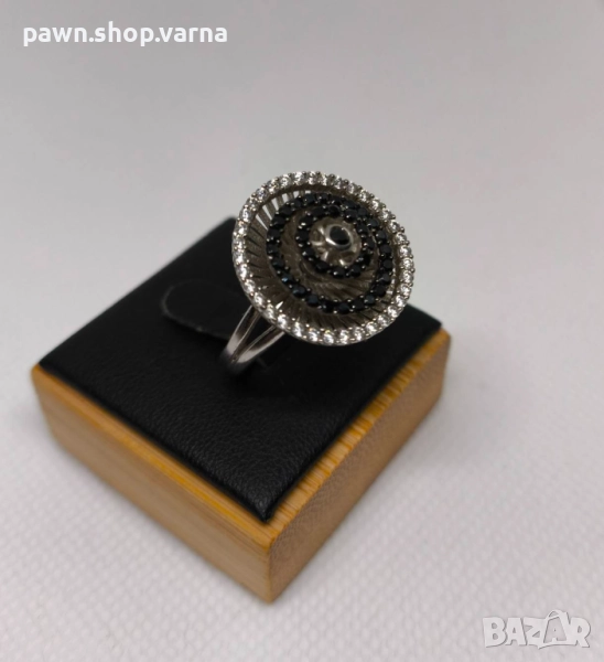 Винтидж сребърен пръстен с фианити – 925 проба, снимка 1