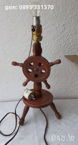 Работеща Стара дървена нощна лампа с рул, морски декор, морска декорация, снимка 1