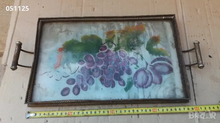 масивен царски поднос със стъкло , снимка 1