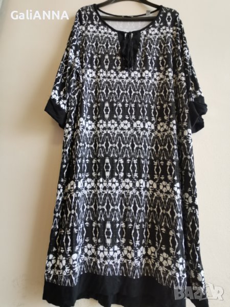 СТРАХОТНА РОКЛЯ В ЧЕРНО И БЯЛО 2XL-3XL, снимка 1