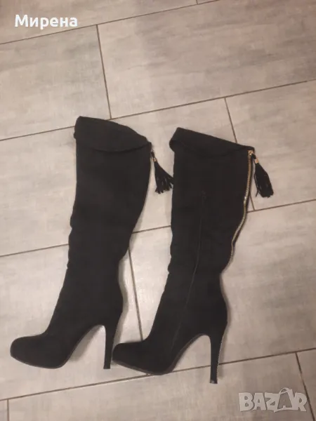 Велурени ботуши до коляното 38 номер, снимка 1