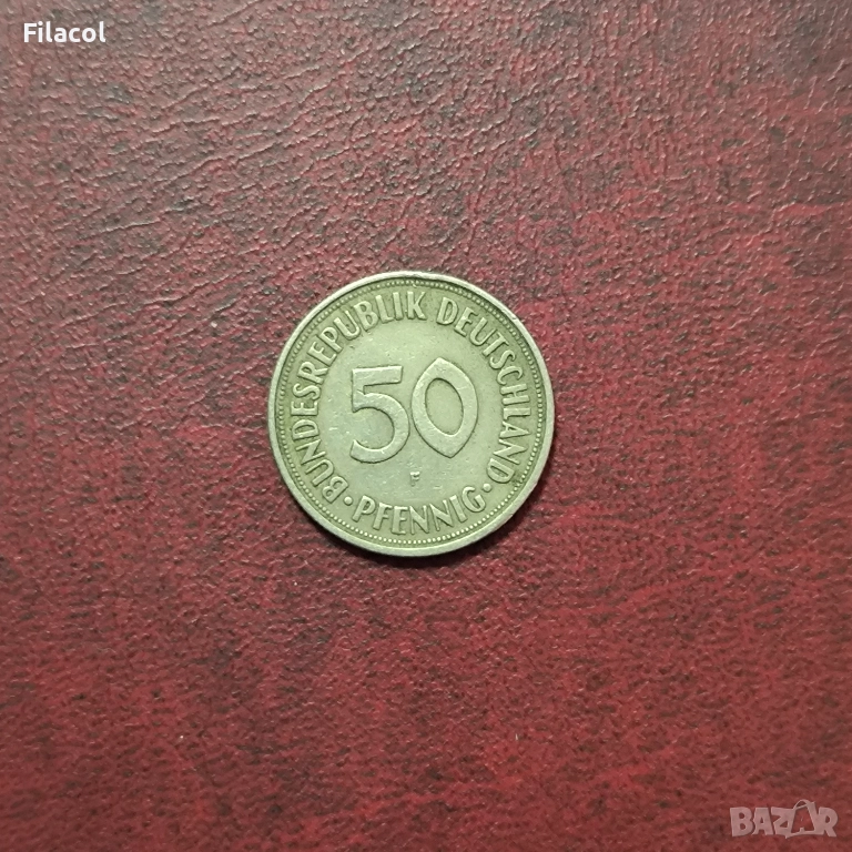 Германия 50 пфенига 1950 година МД 'F' - Щутгарт, снимка 1